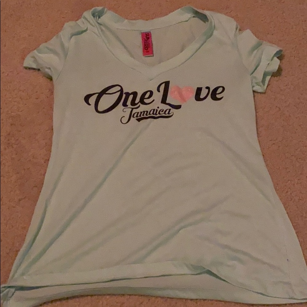 Turquoise one love Jamaica t shirt